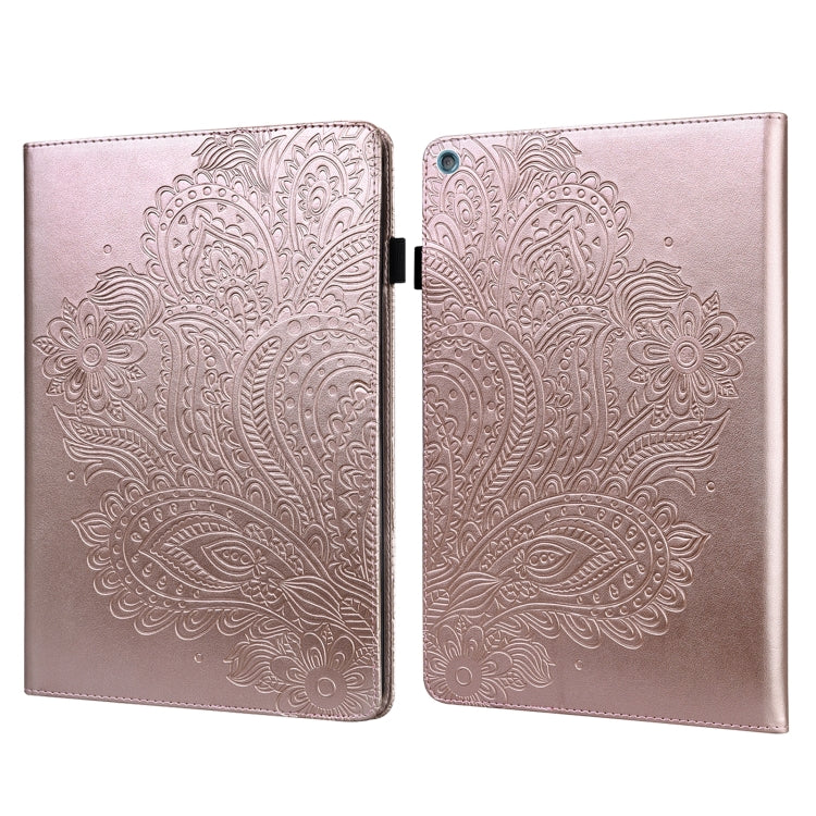 Custodia in pelle flip orizzontale con motivo in rilievo pavone TPU + PU con supporto e slot per carte e portafoglio e funzione sleep / wake-up, For Amazon Kindle Fire HD 10 2016/2017/2018/2019, For Amazon Kindle Fire HD 8 2020