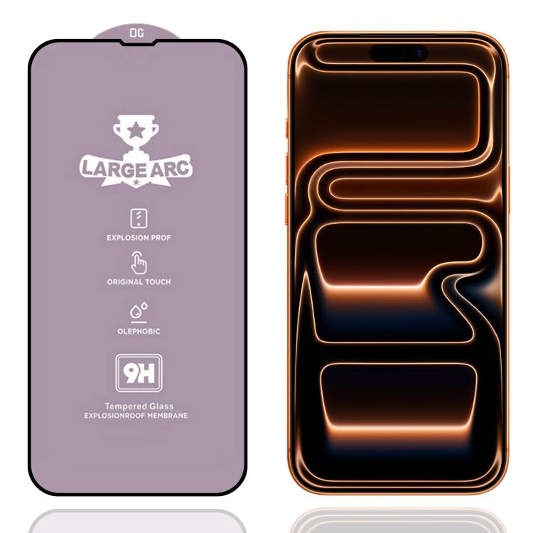 Pellicola in vetro temperato ad arco ampio con spessore di 0,4 mm e rivestimento in alluminio 9H., For iPhone 17 Pro Max, For iPhone 17 Pro, For iPhone 17, For iPhone Air, For iPhone 16 Pro Max, For iPhone 16 Pro, For iPhone 16 Plus / 15 Plus