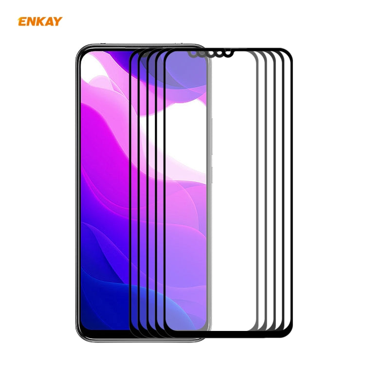 5 PZ ENKAY Hat-Prince Full Glue 0.26mm 9H 2.5D Pellicola a copertura totale in vetro temperato, For Xiaomi Mi 10 Lite /Redmi 10X 5G, For Redmi 10X 4G / Redmi Note 9, For Redmi Note 9S / Note 9 Pro, For Huawei P40, For Huawei P40 Lite, For Huawei Y5p