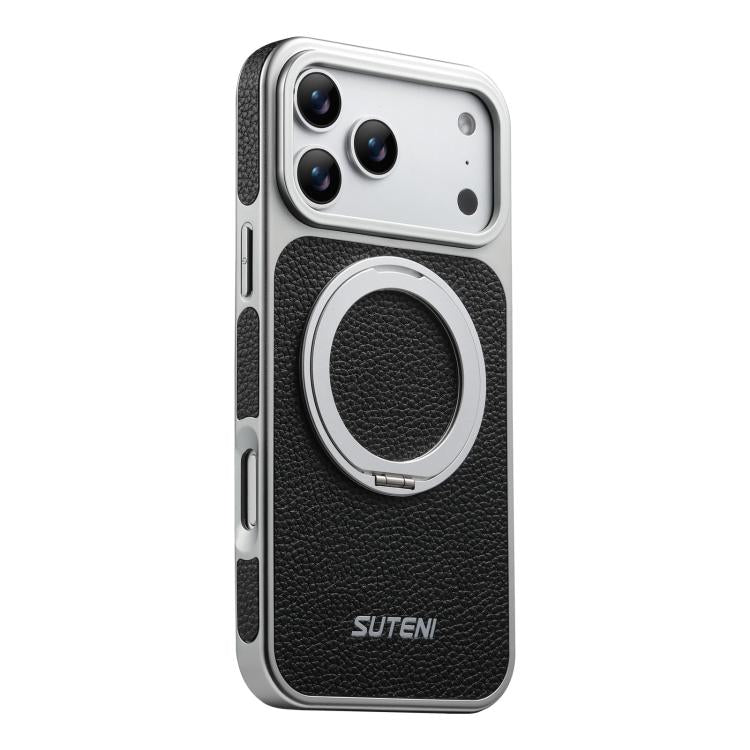 Custodia magnetica per telefono Suteni G6 con texture Litchi, galvanizzata, con supporto girevole a 360°., For iPhone 17 Pro Max, For iPhone 17 Pro, For iPhone 17, For iPhone 16 Pro Max, For iPhone 16 Pro, For iPhone 16, For iPhone 15 Pro Max