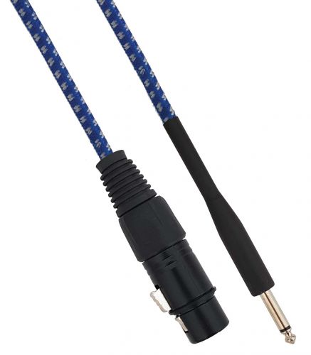 Cavo XLR Cannon femmina a Jack 6.35 maschio 3 metri Mono bianco/blu