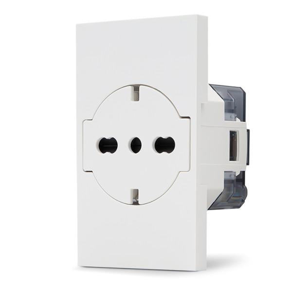 Presa 2P+T 16A bipasso Schuko bianca linea ZEN