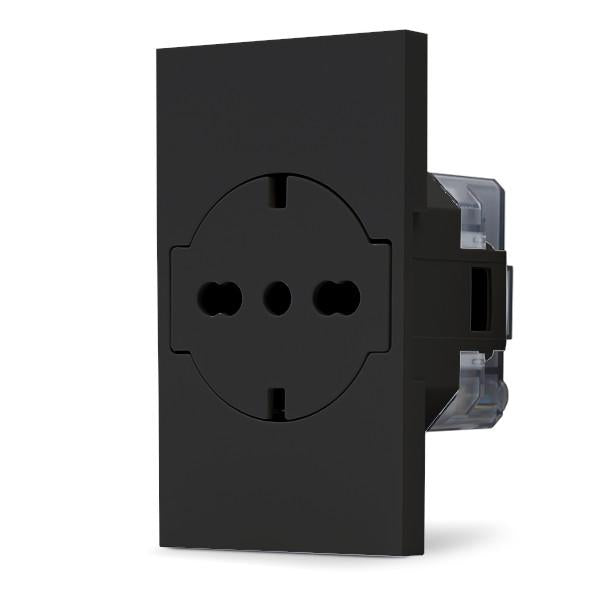 Presa 2P+T 16A bipasso Schuko nera linea ZEN MAPN214N 0793541341694 02296