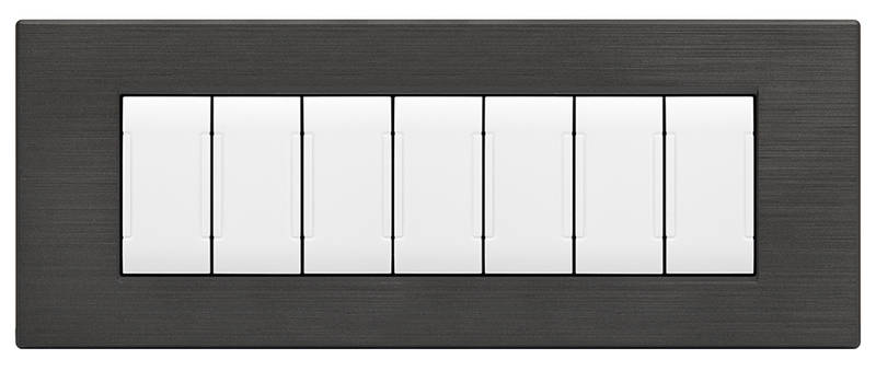 Placca tecnopolimero spazzolato 7 posti antracite compatibile Living International EL057 8007SL-24 0793541336836