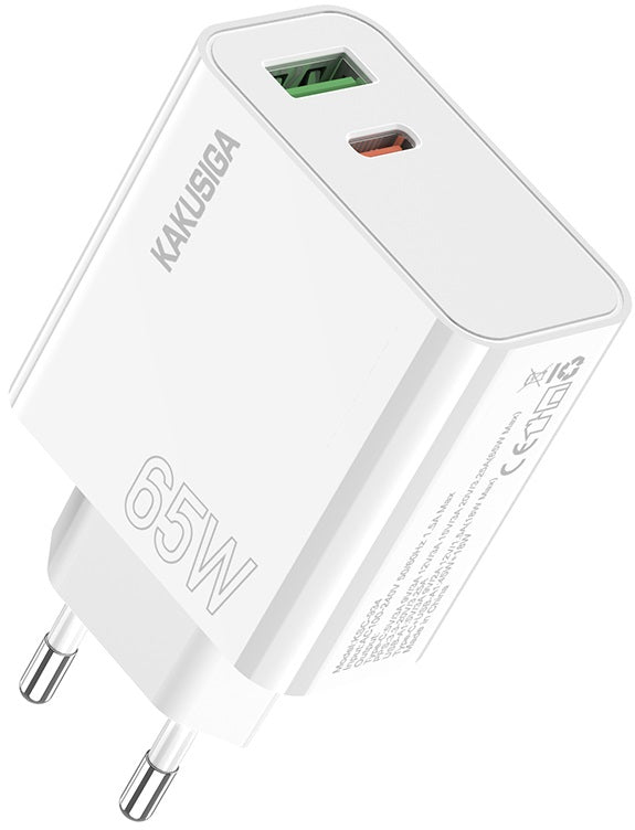 Alimentatore caricabatterie doppia porta USB Type C 65W KSC-934