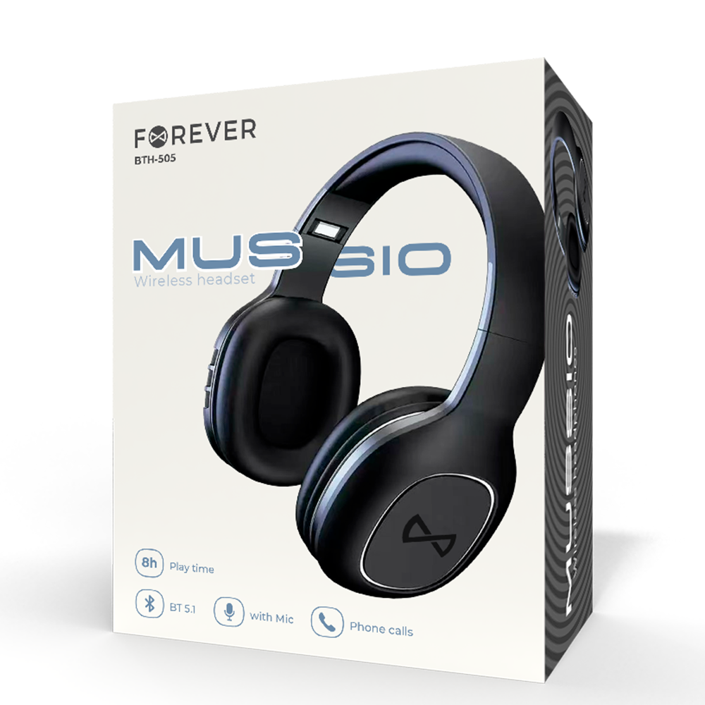 Cuffie wireless Forever BTH-505 ad archetto nere WB2508 GSM164180 5907457708143