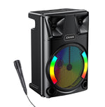 Rechargeable wireless speaker with LED lights 8" 20W USB/FM JD032