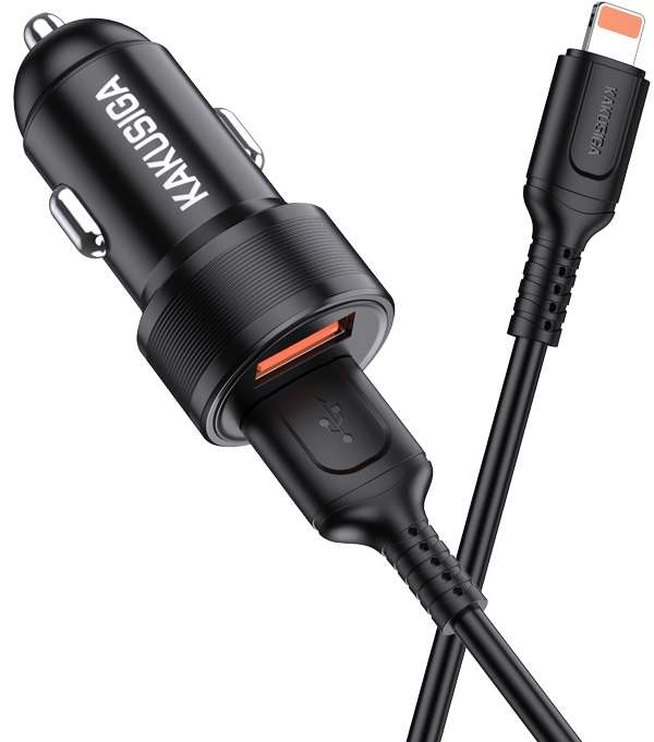 Caricabatterie da auto ricarica rapida 2xUSB 5V 2.4A con cavo Lightning KSC-860