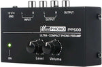 Preamplificatore per giradischi con controlli livello e volume
