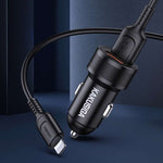 Caricabatterie da auto ricarica rapida 2xUSB 5V 2.4A con cavo Lightning KSC-860