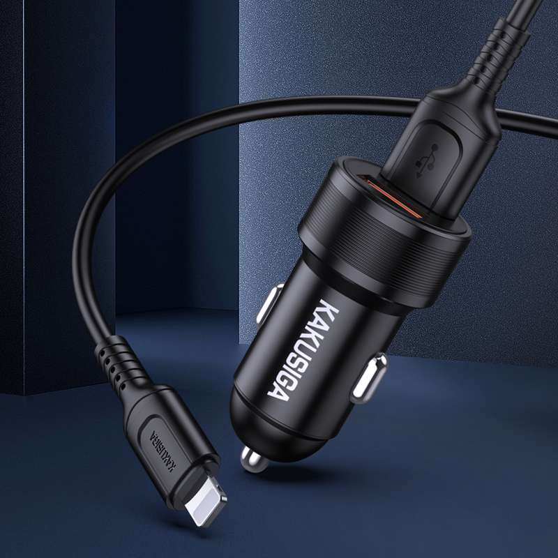 Caricabatterie da auto ricarica rapida 2xUSB 5V 2.4A con cavo Lightning KSC-860