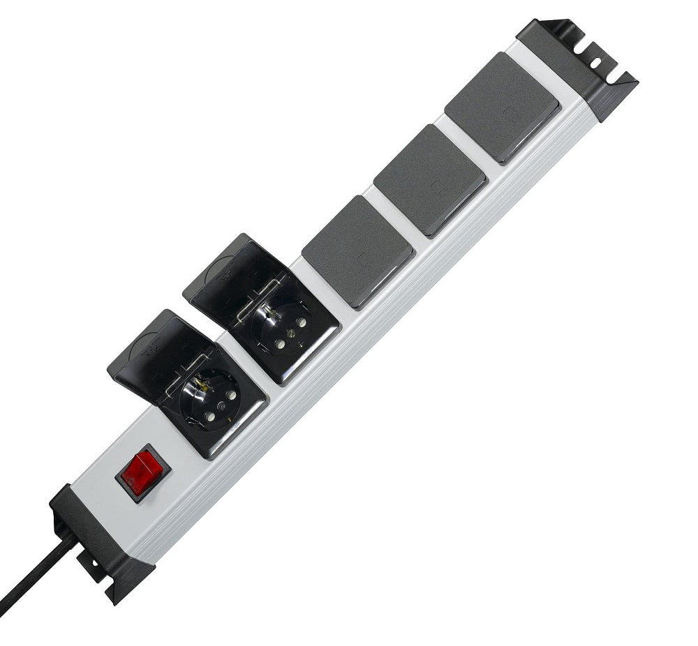 Multipresa per rack 19" 5 scomparti Schuko Kopp con interruttore illuminato