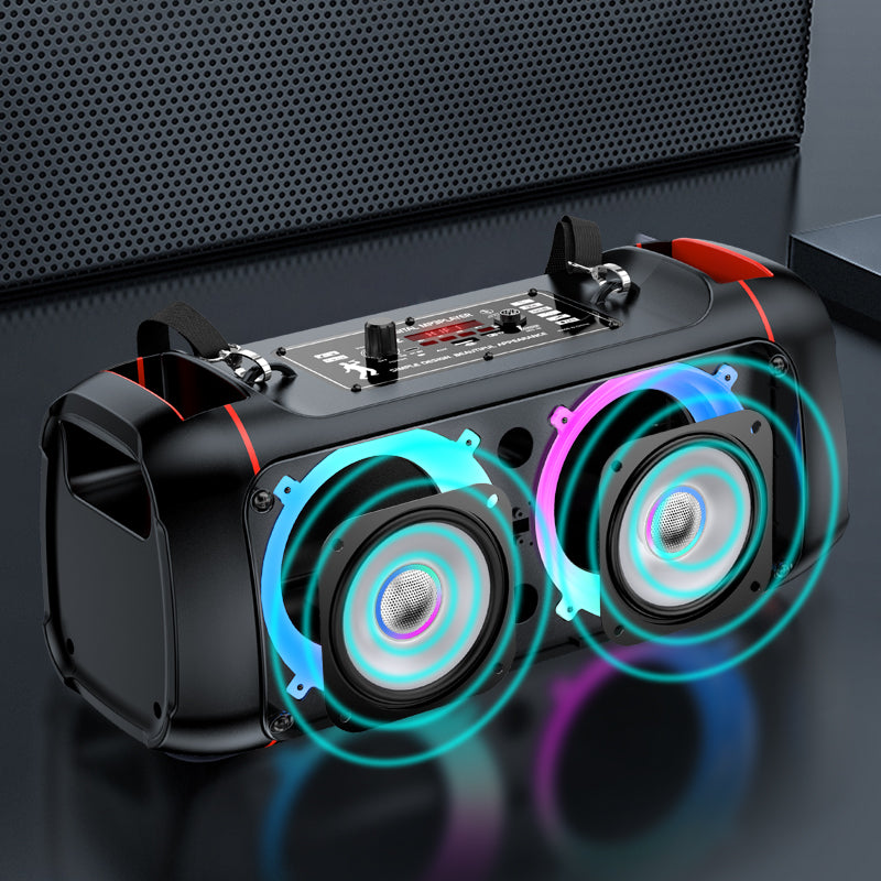 Cassa acustica ricaricabile 2x4" 10W luci LED Bluetooth/FM/USB KSC-689