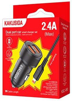 Caricabatterie da auto ricarica rapida 2xUSB 5V 2.4A con cavo Lightning KSC-860
