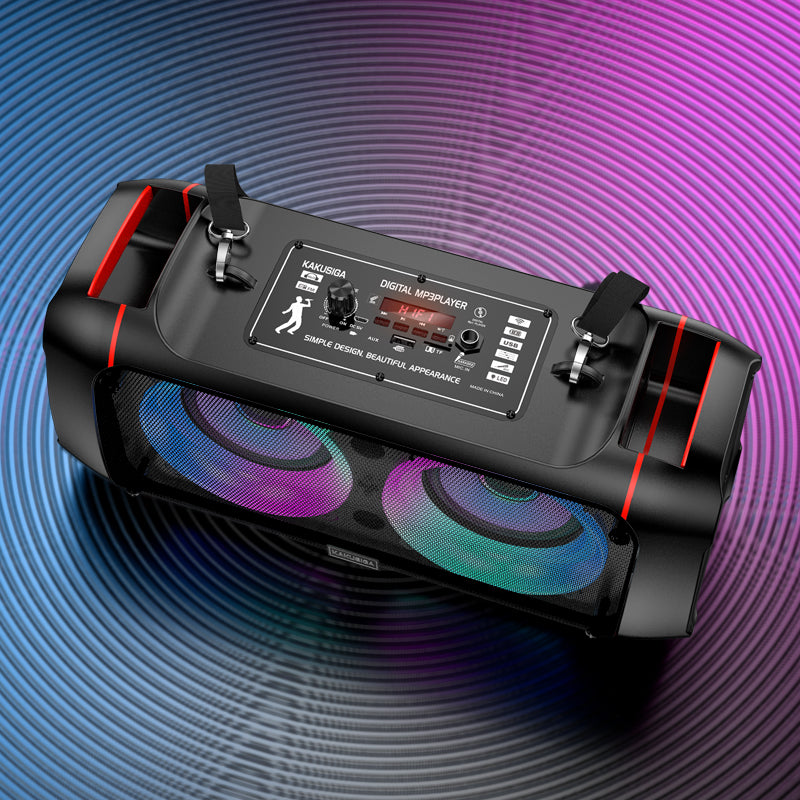 Cassa acustica ricaricabile 2x4" 10W luci LED Bluetooth/FM/USB KSC-689