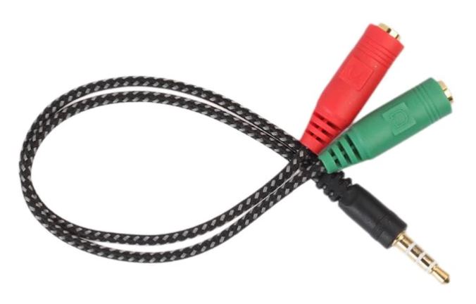 Adattatore audio telato jack 3,5 mm maschio a 2 femmine, 20 cm
