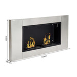 Camino Bioetanolo da Parete con 2 Bruciatori Capacità di 3L, 13600BTU, 110x54x14.5 cm