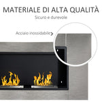 Camino Bioetanolo da Parete con 2 Bruciatori Capacità di 3L, 13600BTU, 110x54x14.5 cm
