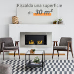 Camino Bioetanolo da Parete con 2 Bruciatori Capacità di 3L, 13600BTU, 110x54x14.5 cm