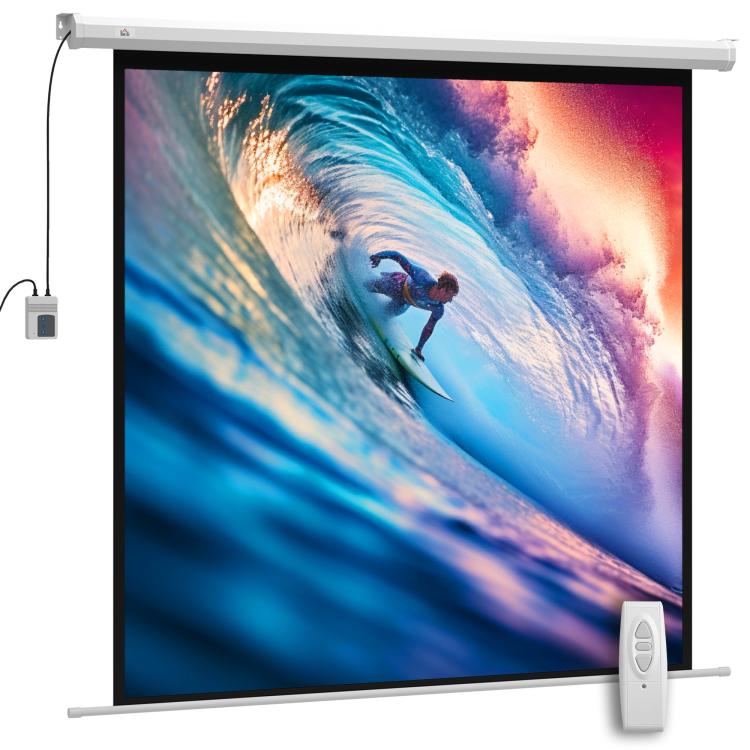 Projector screen 176.5 x 176.5 cm (85 inch) 1:1 HD 4K roll-up screen for home cinema and office presentations, 85 inches