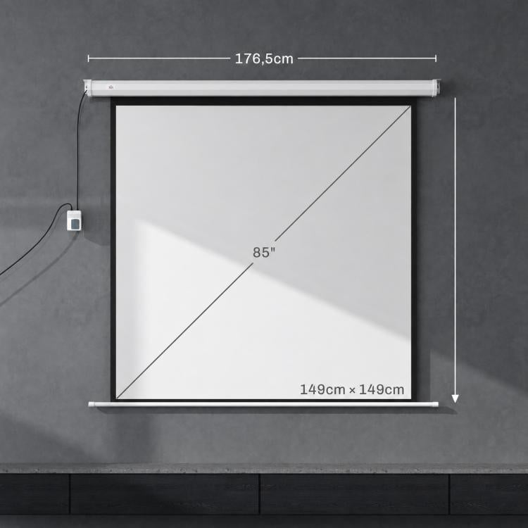 Projector screen 176.5 x 176.5 cm (85 inch) 1:1 HD 4K roll-up screen for home cinema and office presentations, 85 inches