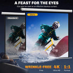 Projector screen 176.5 x 176.5 cm (85 inch) 1:1 HD 4K roll-up screen for home cinema and office presentations, 85 inches