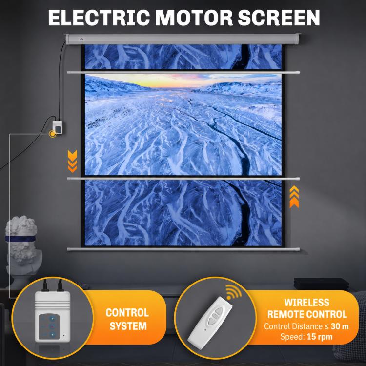 Projector screen 176.5 x 176.5 cm (85 inch) 1:1 HD 4K roll-up screen for home cinema and office presentations, 85 inches