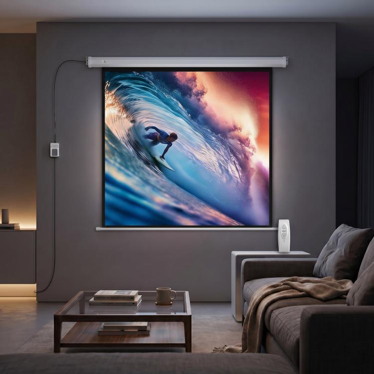 Projector screen 176.5 x 176.5 cm (85 inch) 1:1 HD 4K roll-up screen for home cinema and office presentations, 85 inches