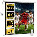 Projector screen 189.5 x 189.5 cm (92 inches) 1:1 HD 4K roll-up screen for home cinema and office presentations, 92 inches
