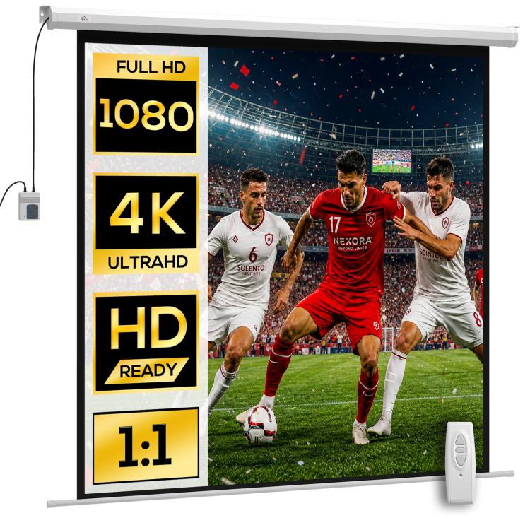Projector screen 189.5 x 189.5 cm (92 inches) 1:1 HD 4K roll-up screen for home cinema and office presentations, 92 inches