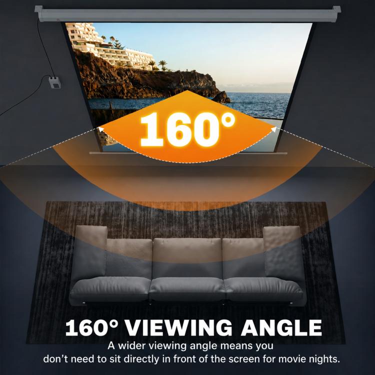 Projector screen 189.5 x 189.5 cm (92 inches) 1:1 HD 4K roll-up screen for home cinema and office presentations, 92 inches