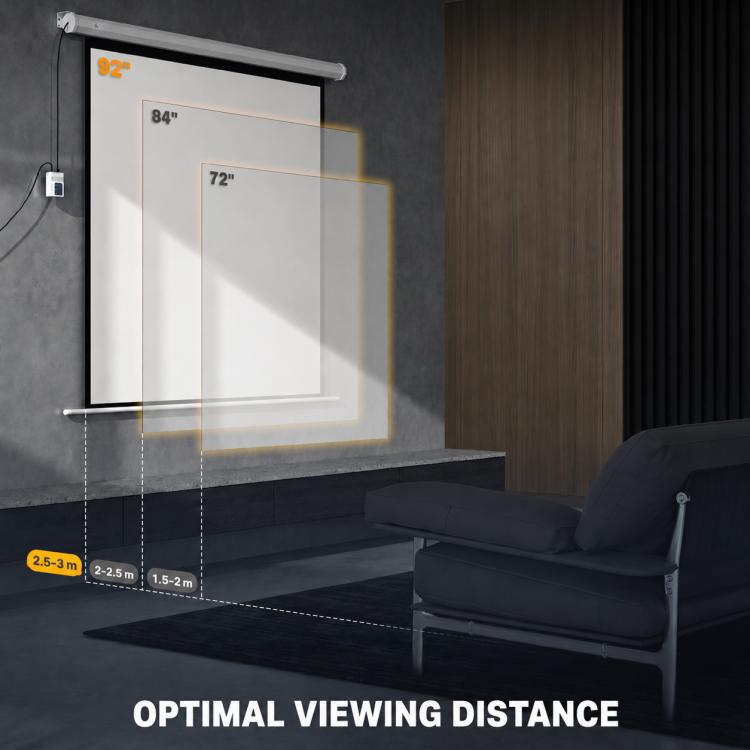 Projector screen 189.5 x 189.5 cm (92 inches) 1:1 HD 4K roll-up screen for home cinema and office presentations, 92 inches