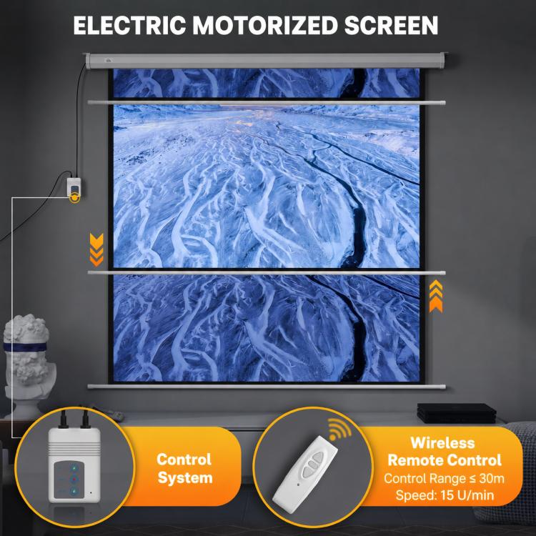 Projector screen 189.5 x 189.5 cm (92 inches) 1:1 HD 4K roll-up screen for home cinema and office presentations, 92 inches