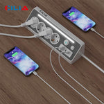 Multipresa angolare a 90° CILIA con 4 prese Schuko, 2 porte USB-C + 1 porta USB-A, protezione da sovratensioni, luce LED, interruttore ON/OFF, 3680W 16A, cavo da 1,5 m – Per cucina, ufficio e casa