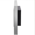 Wall-mounted/recessed bioethanol fireplace, 0.9 L burner, approx. 3-hour burn time, 80W x 14D x 54H cm, covers 25–30 square meter, stainless steel.