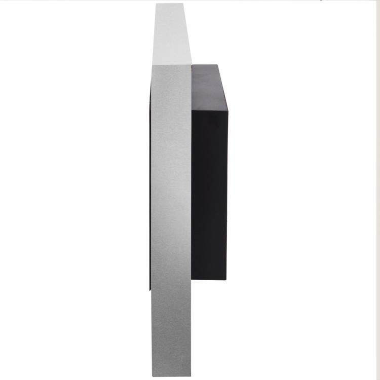 Wall-mounted/recessed bioethanol fireplace, 0.9 L burner, approx. 3-hour burn time, 80W x 14D x 54H cm, covers 25–30 square meter, stainless steel.