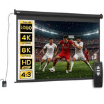 89 inch Projector Screen 4:3 Format Adjustable with Remote Control, 171x130cm, Black