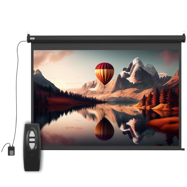 89 inch Projector Screen 4:3 Format Adjustable with Remote Control, 171x130cm, Black