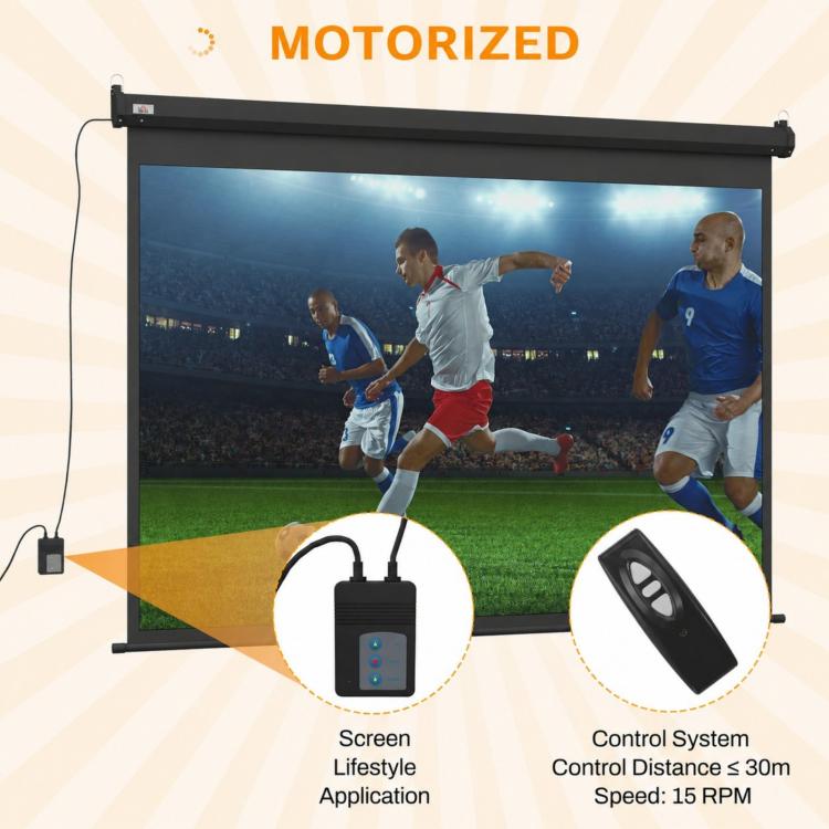 89 inch Projector Screen 4:3 Format Adjustable with Remote Control, 171x130cm, Black
