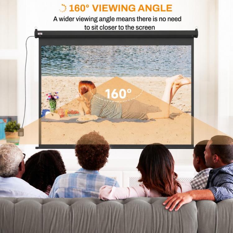 89 inch Projector Screen 4:3 Format Adjustable with Remote Control, 171x130cm, Black