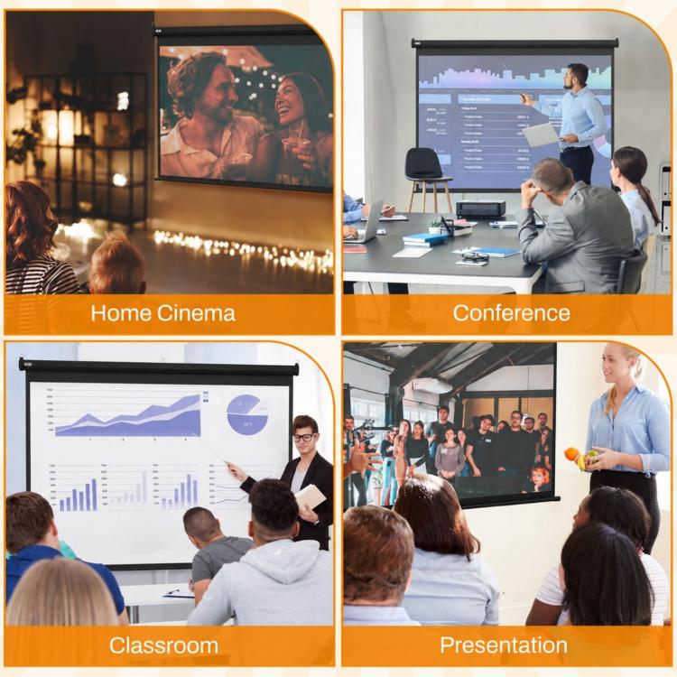 89 inch Projector Screen 4:3 Format Adjustable with Remote Control, 171x130cm, Black