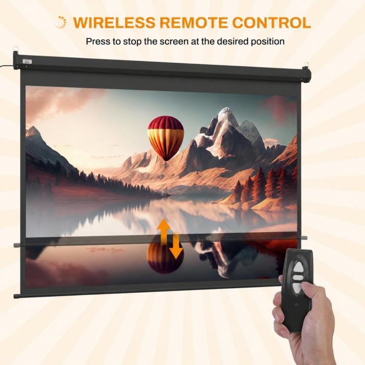 89 inch Projector Screen 4:3 Format Adjustable with Remote Control, 171x130cm, Black