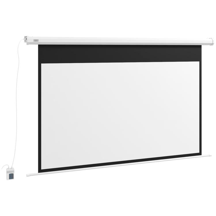 84 inch 16:9 Motorized Projector Screen with Remote Control, 215x8x140cm, White