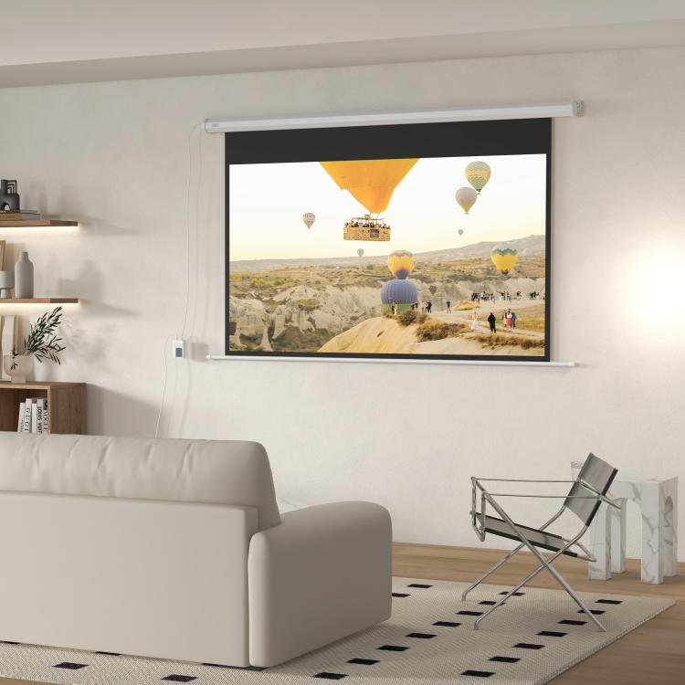 84 inch 16:9 Motorized Projector Screen with Remote Control, 215x8x140cm, White