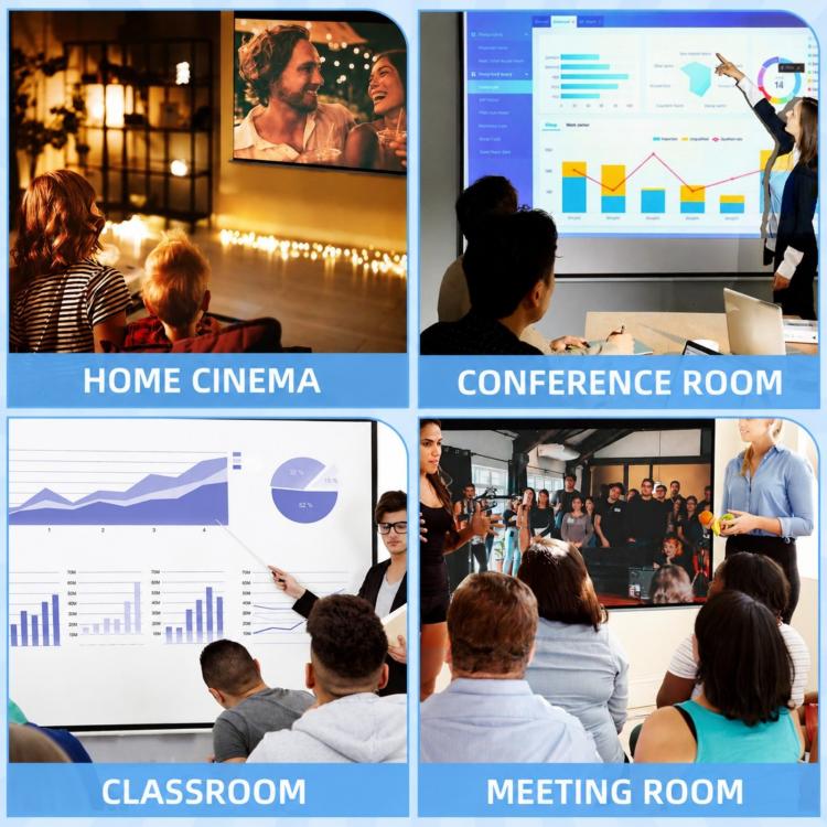 84 inch 16:9 Motorized Projector Screen with Remote Control, 215x8x140cm, White