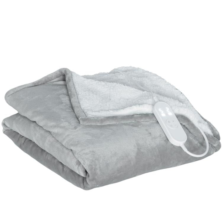 Electric Blanket 180x130 cm, 9 Temperature Levels, Timer, Machine Washable, LED Display, Grey