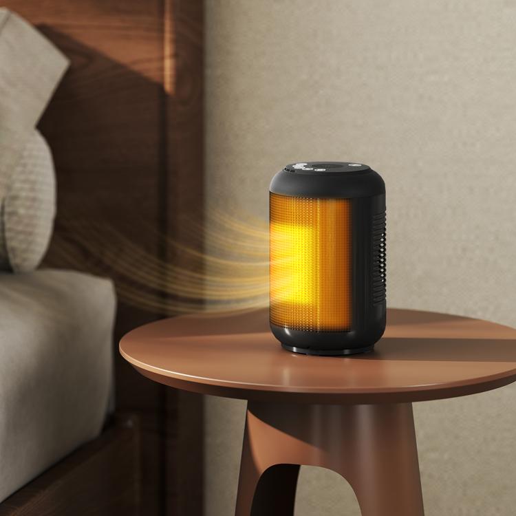PTC ceramic space heater, 1500W electric fan heater, adjustable thermostat, 14 x 14 x 21.5 cm, black