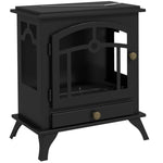 Freestanding bioethanol fireplace, 1.2L burner, approximately 3 hours of burn time. Dimensions: 45L x 28W x 54H cm. Black steel.