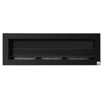 Wall-mounted/recessed bioethanol fireplace, 3 burners (3 L total), approx. 3-hour burn time, black stainless steel.