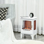 Neo-retro style electric stove fireplace, 900–1800 W, LED flame simulation with adjustable brightness, steel and ABS, white.
